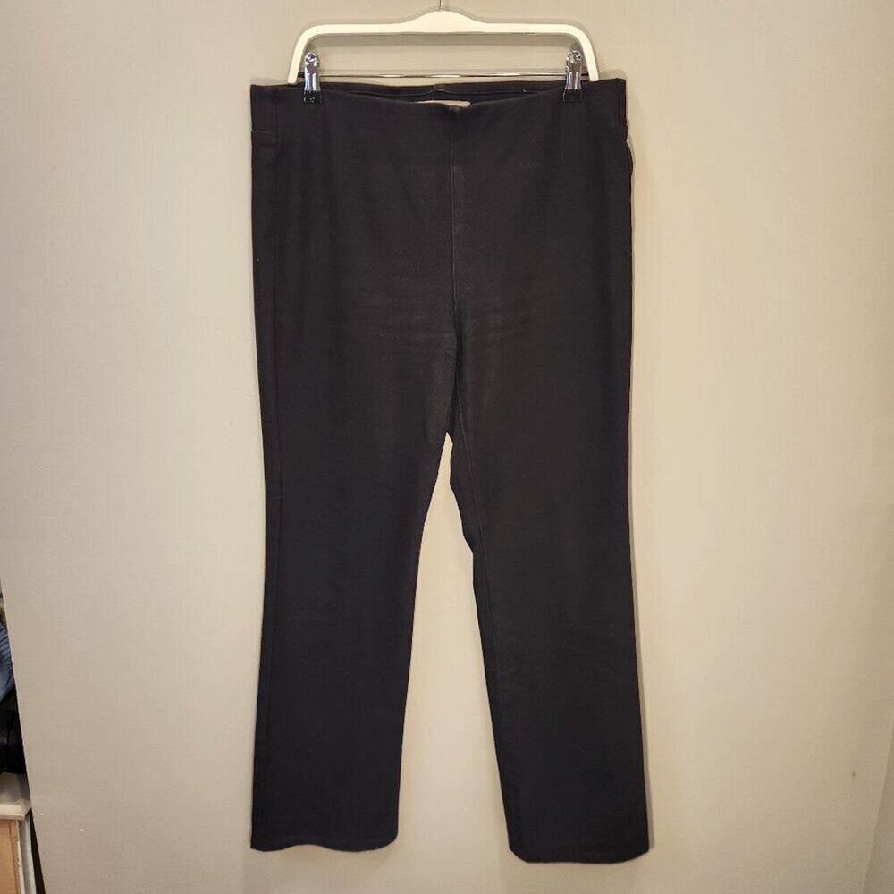 Soft Surroundings Black Denim Pants Elastic Waist Straight Goth Biker - Size L